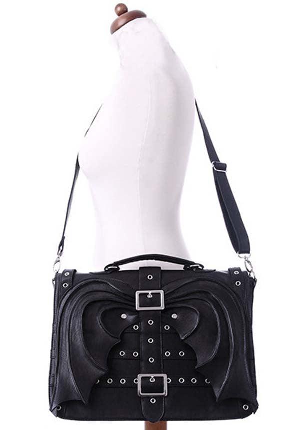 Gothic-Style Bat Wings Faux Leather Handbag