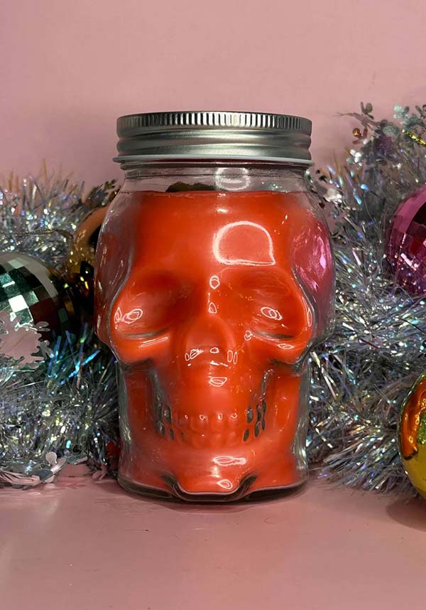 Persephone Grapefruit Scented Skull Jar Soy Wax Candle with Adventurine