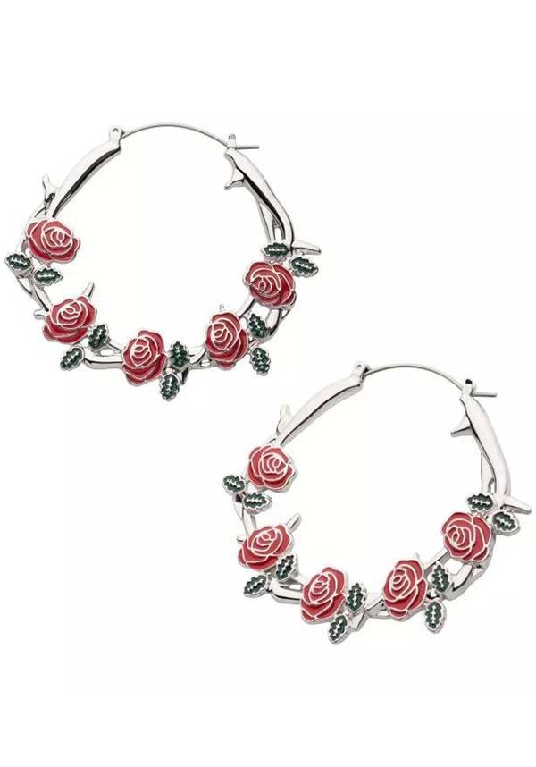 Stunning Roses and Thorns Decorative Plug Hoop Earrings for Style Elevation