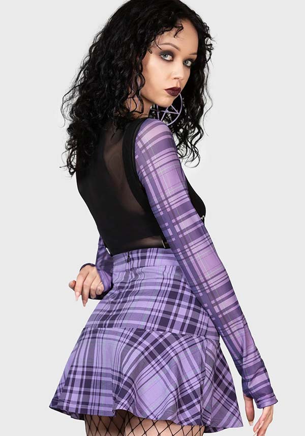 School Dayz Adjustable Suspender Purple & Green Tartan Skirt