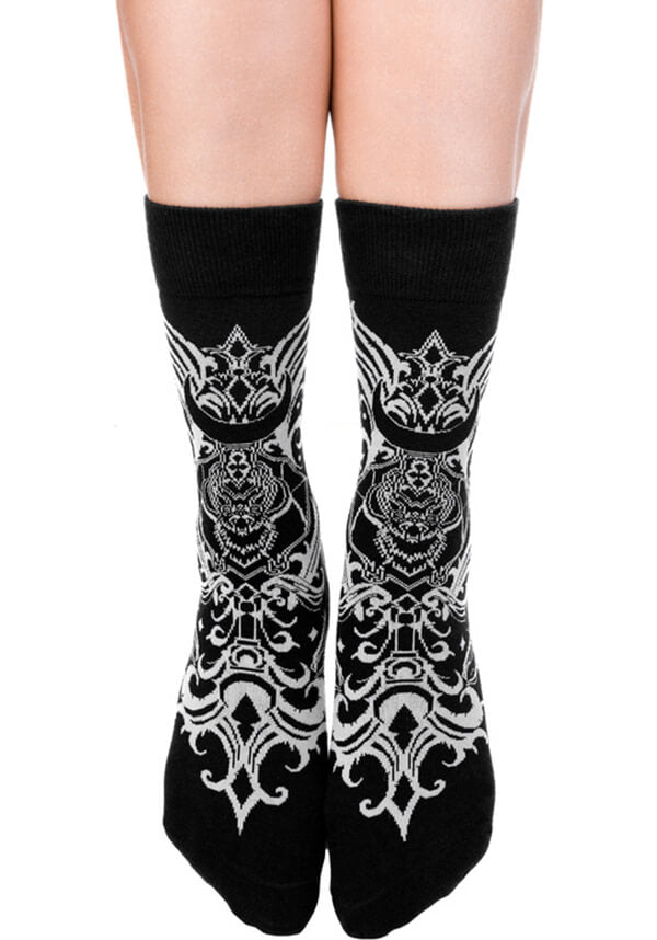 Restyle Gothic Bat Baroque Jacquard Socks for Fashionable Feet