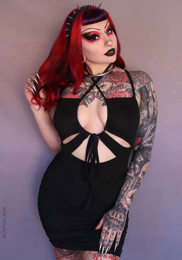Mina Gothic Style Bodycon Dress for Night Out
