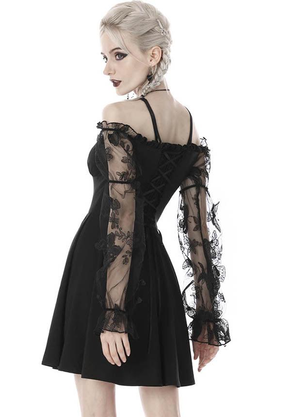 Gothic Lacey Off-Shoulder Dress with Corset Back