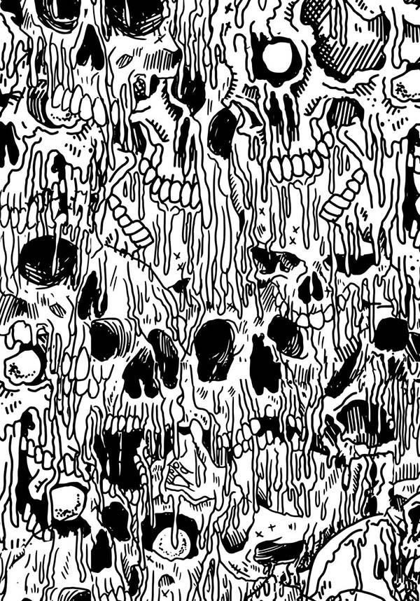 Sourpuss Melting Skulls Design Shower Curtain for Bathroom Decoration