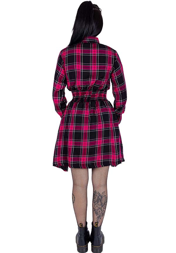 Poizen Industries Dark Pink Check Mini Dress - A Punk Rock Wardrobe Essential
