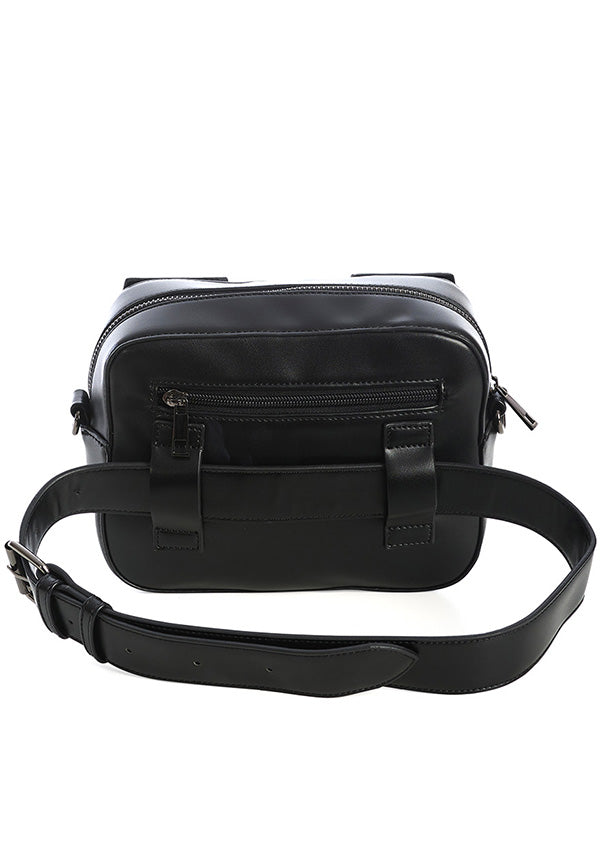 Black Malachi Batwing Style Goth Belt Bag - Convertible Shoulder and Waist Accessory