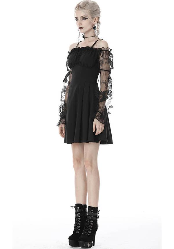 Gothic Lacey Off-Shoulder Dress with Corset Back