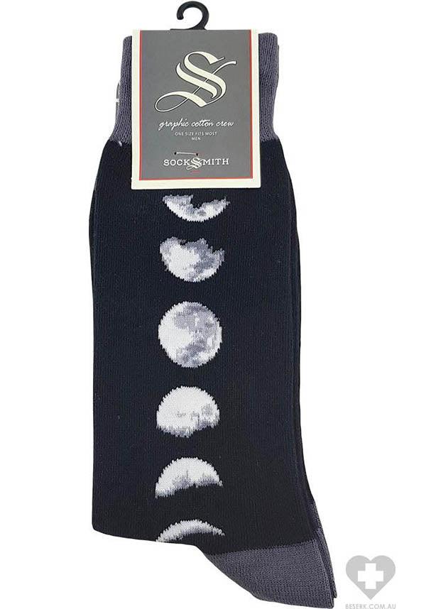 Black Color Moon Phase Design Men's Casual Socks - Just A Phase