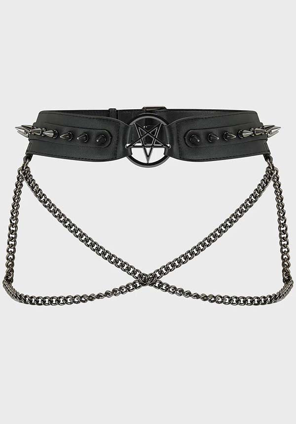 Stylish Restless Moon Adjustable PU Belt with Metal Decor
