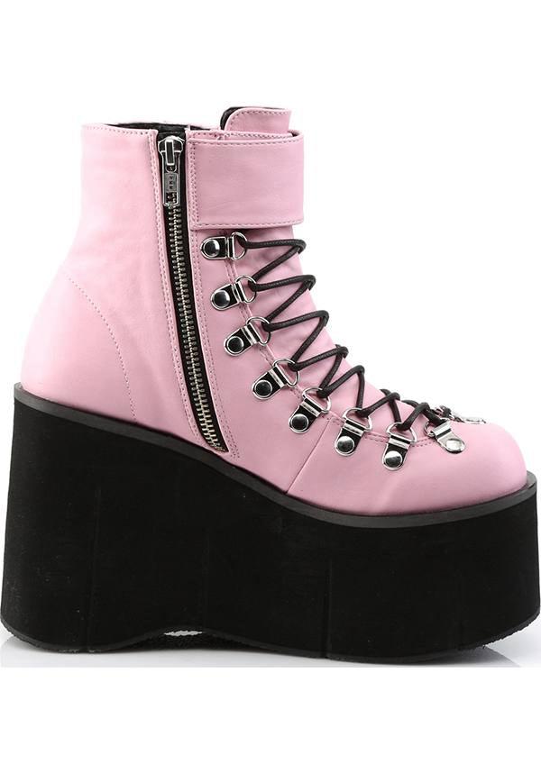 Demonia Pre - order Baby Pink KERA - 21 Platform Lace - Up Ankle Boots