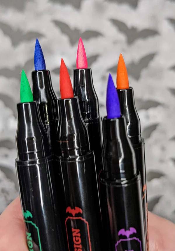 Red Rainbow Bat Stamp and Eyeliner Makeup Product - Inspired by Ashley Hay's Design