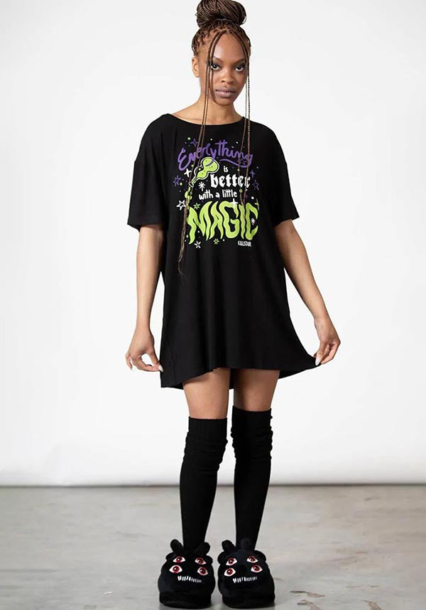 Magic Rest Soft & Stretch T-Shirt Dress with Inspiring Print
