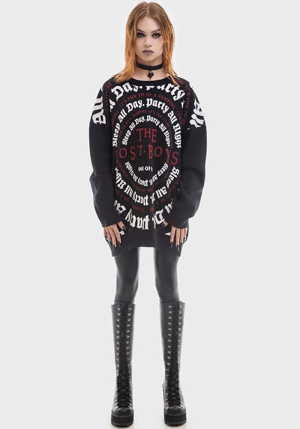 All - Night Party Soft Knit Sweater with Lost Boys Graphic
