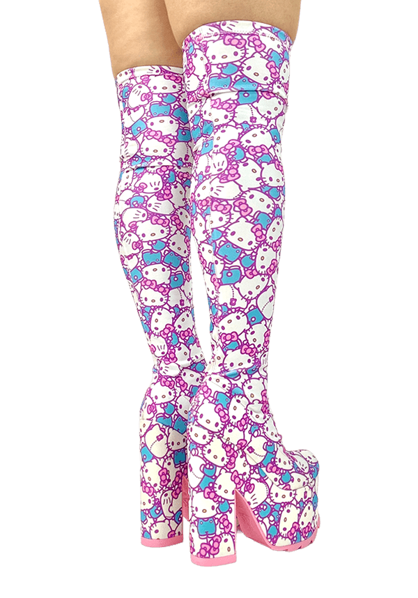 Adorable Labyrinth Hello Kitty Platform Boots in Pink and White - Women's Fashionable Footwear [In Stock]