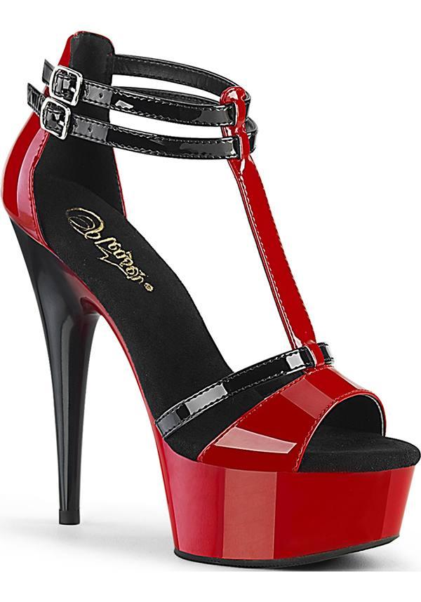 Pleaser DELIGHT-663 Platform Heels in Black and Red - Preorder Available