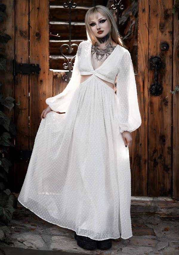 Ethereal Moonrise White Evening Dress by Lively Ghosts