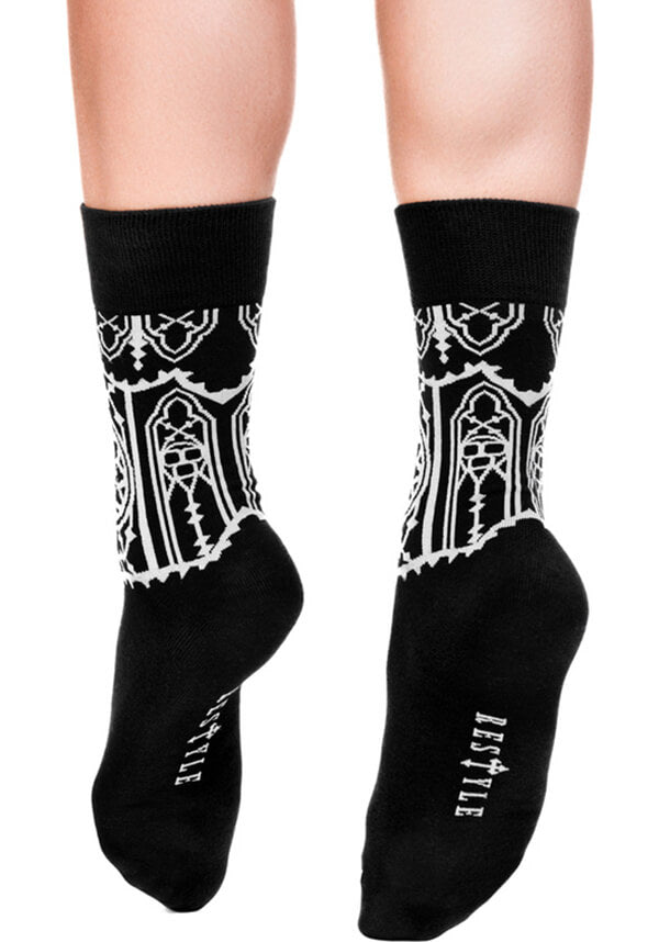 Restyle Gothic Jacquard Sacrum Socks - A Perfect Blend of Style and Darkness