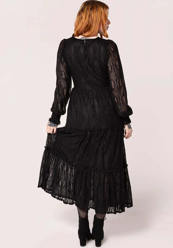 Hell Bunny Rhea Gothic-Style Black Lace Maxi Dress for Elegant Occasions