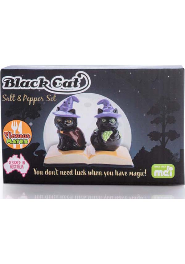 Enchanting Black Cat - Themed Salt & Pepper Shaker Set