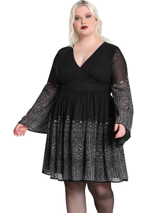Mysterious Black Secret Gate Chiffon Dress for a Dramatic Look