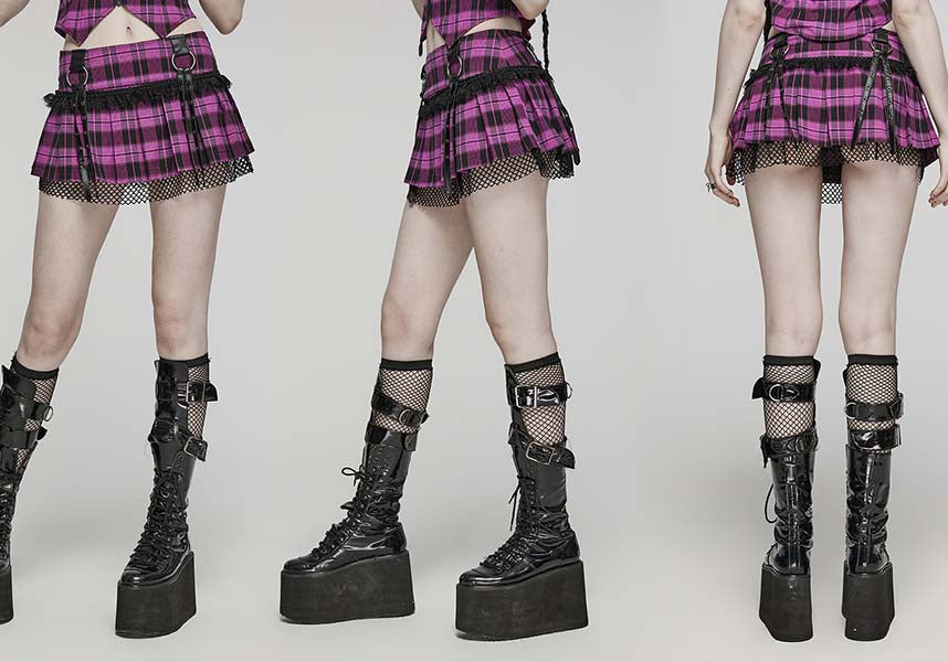 Quinn Magenta and Black Tartan Mini Skirt for Women - A Fashionable and Versatile Bottom Wear