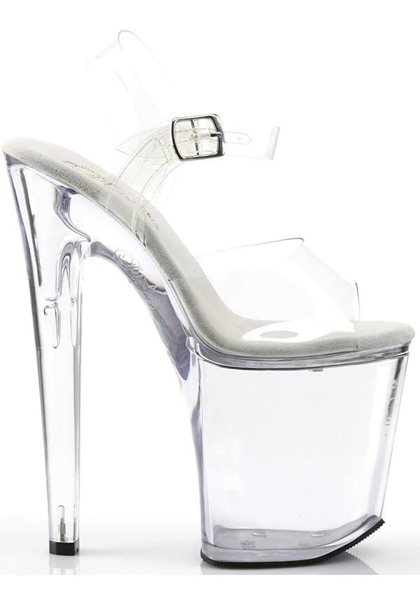 PREORDER - XTREME-808 Clear Platform Heel Ankle Strap Sandals