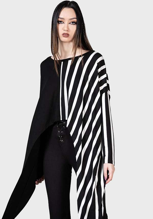 Zailies Doom: Soft & Stretchy Batwing Top with Stripe Design