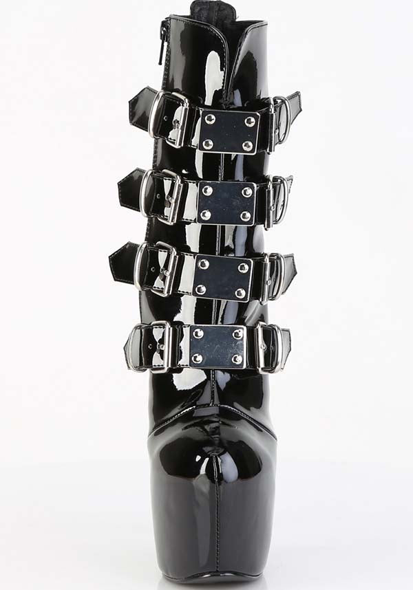 JUBILANT-1023 Ankle Boots in Black Patent Leather [Preorder]