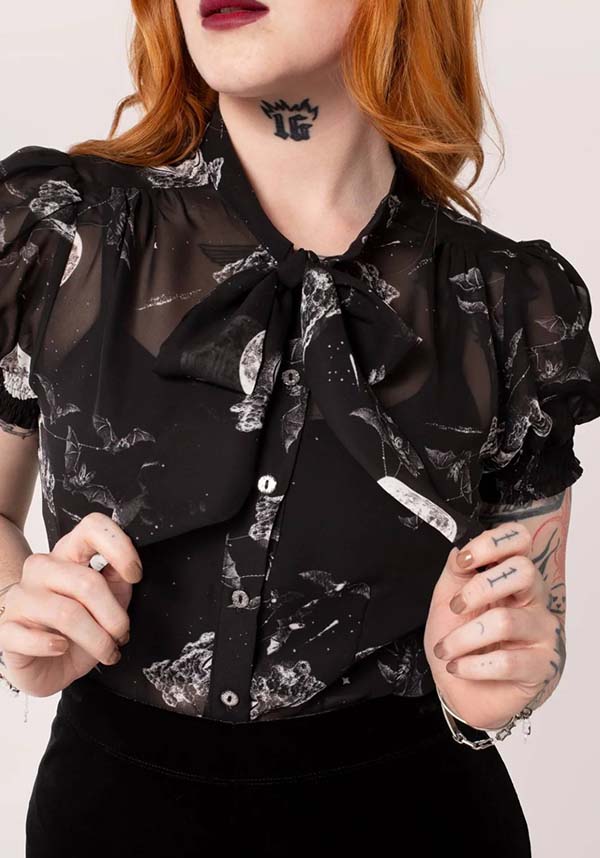 Hell Bunny's Enchanting Night Sky Chiffon Semi - Fitted Top