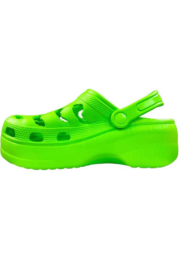 YRU Lime Green Bat Cutout RIPS Rubber Clogs for Bat Lovers