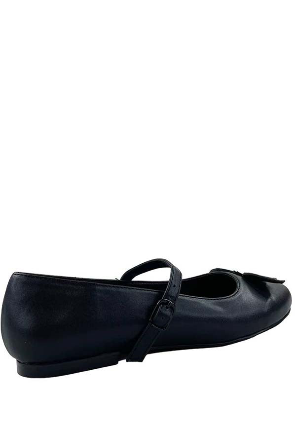 Strangecvlt All-Black Mary Jane Bat Flat Shoes
