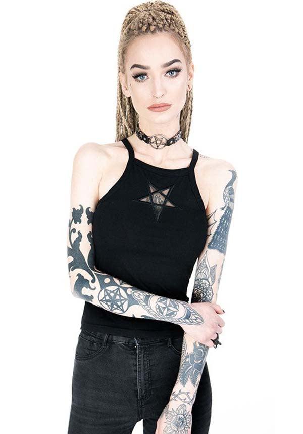 Restyle Pentagram Mesh Singlet Top - A Stylish Addition to Your Alternative Wardrobe