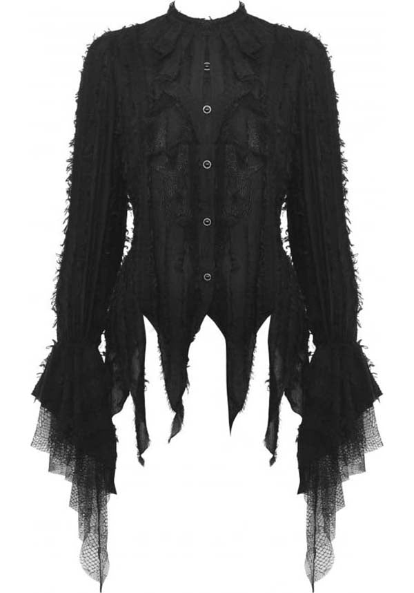 The Abyss Gothic Style Button - Up Women's Top for a Dark and Elegant Look