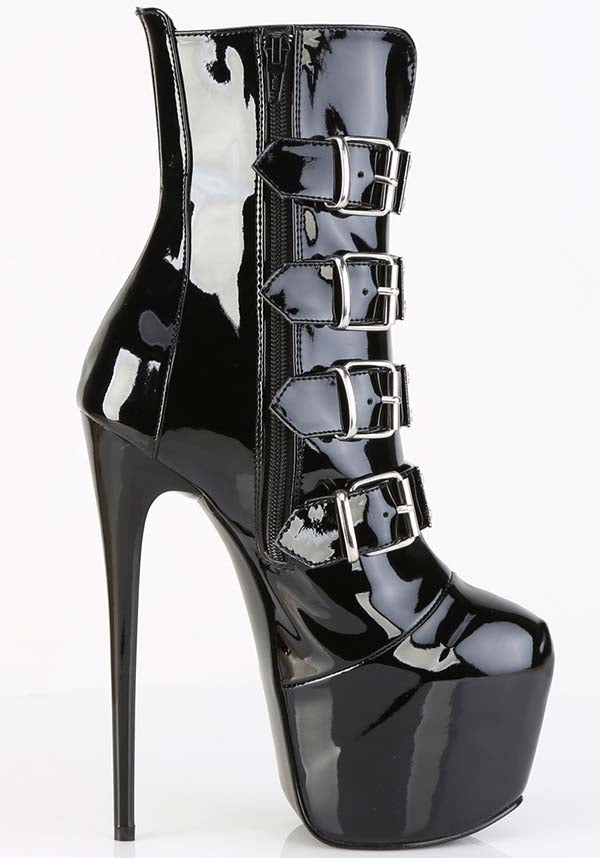 JUBILANT-1023 Ankle Boots in Black Patent Leather [Preorder]