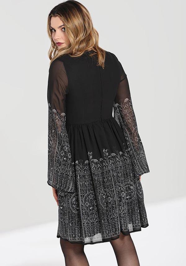 Mysterious Black Secret Gate Chiffon Dress for a Dramatic Look