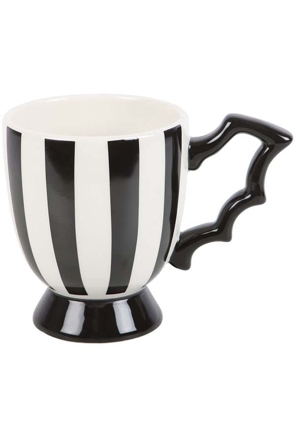 Gothic Ceramic Striped Bat Wing Design Teacup
