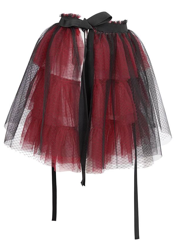 Devil Fashion's Edgy Medusa Punk Flared Skirt in Black and Red