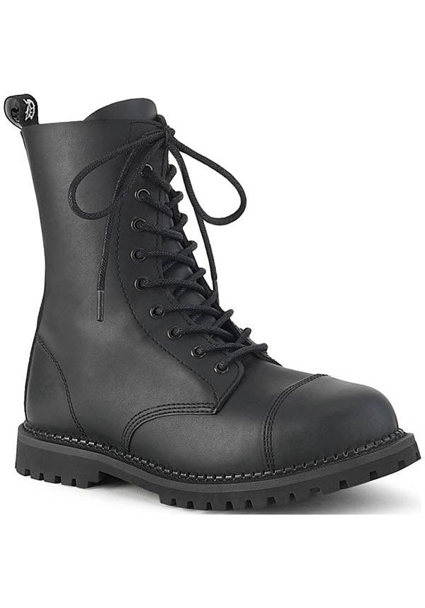 Demonia RIOT-10 Black Lace-Up Ankle Boots - Pre-Order Available