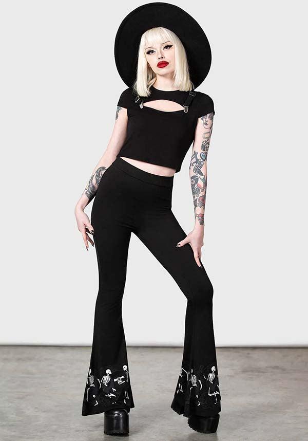 La Danse Flared Cotton Pants with Skeleton Print