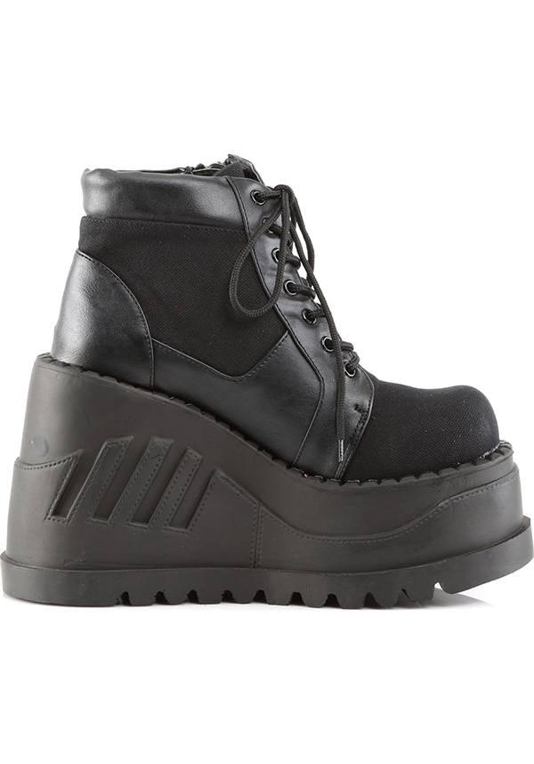 Black STOMP-10 Wedge Platform Lace-Up Boots [PREORDER]