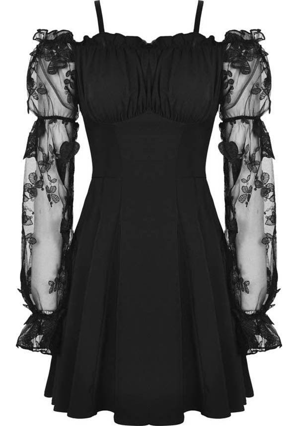 Gothic Lacey Off-Shoulder Dress with Corset Back