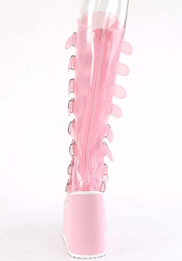 PREORDER - PLATFORM BOOTS - SWING-815C STYLE IN BABY PINK TPU MATERIAL FOR FASHION - LOVERS