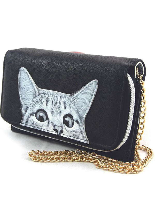 Adorable Peeking Cats Design Women's Purse Wallet and Clutch