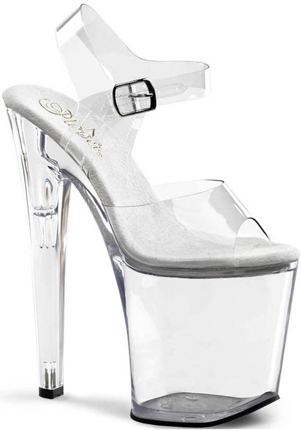 PREORDER - XTREME-808 Clear Platform Heel Ankle Strap Sandals