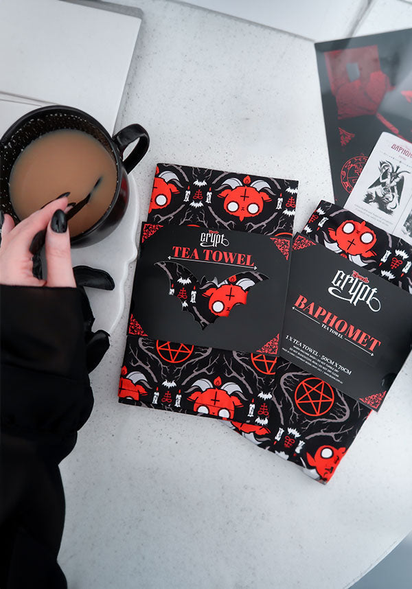Baphomet Design Gothic Tea Towel for Kitchen Use