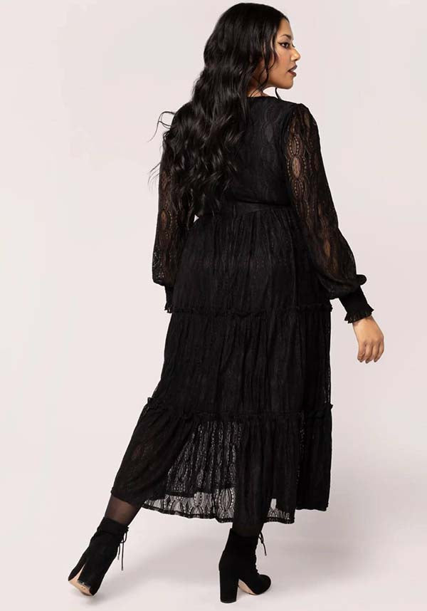 Hell Bunny Rhea Gothic-Style Black Lace Maxi Dress for Elegant Occasions