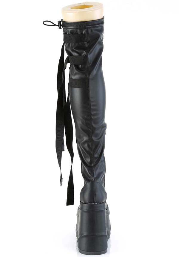 PREORDER: Black Demonia WAVE - 315 Platform Thigh - High Boots