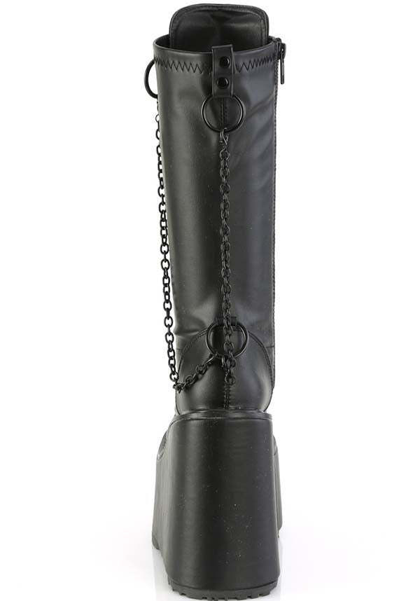 PREORDER! Black SWING-150 Platform Lace-Up Knee High Boots