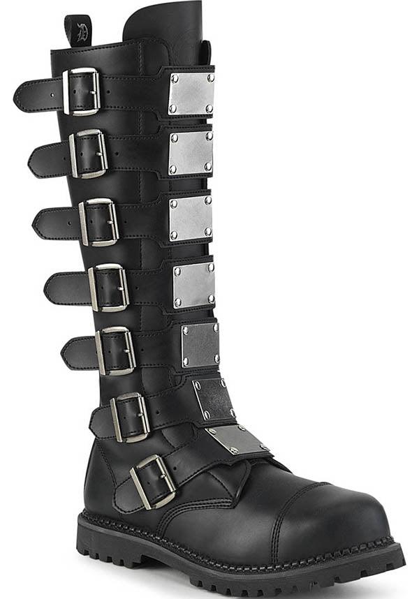 RIOT-21MP Unisex Black Knee High Steel Toe Boots - Preorder Available
