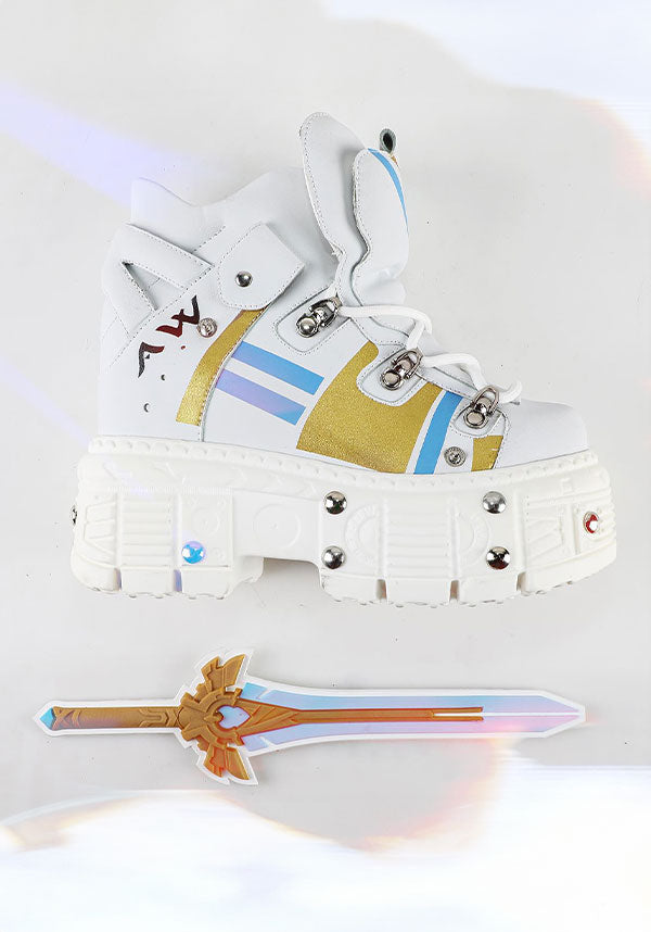 White Mangosteen 08 Platform Combat Sneakers Inspired by Genshin Impact